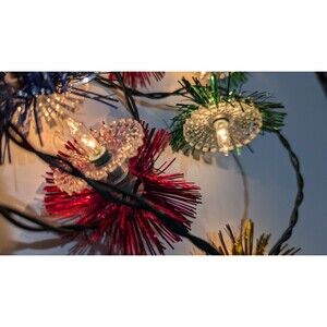 20  Miniature Foil Fringe Tinsel Mini Tree Lights Santas Favorite Reflectors Vtn